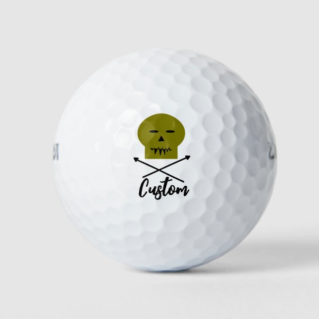 Pelotas De Golf Calavera personalizada y huesos cruzados (Anverso)