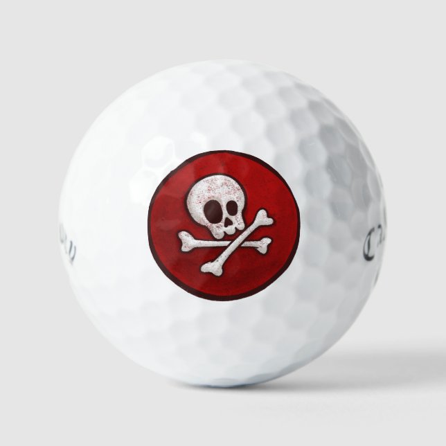 Pelotas De Golf Calavera pirata - ¡Peligro! Novedad Golfer Gift | (Anverso)