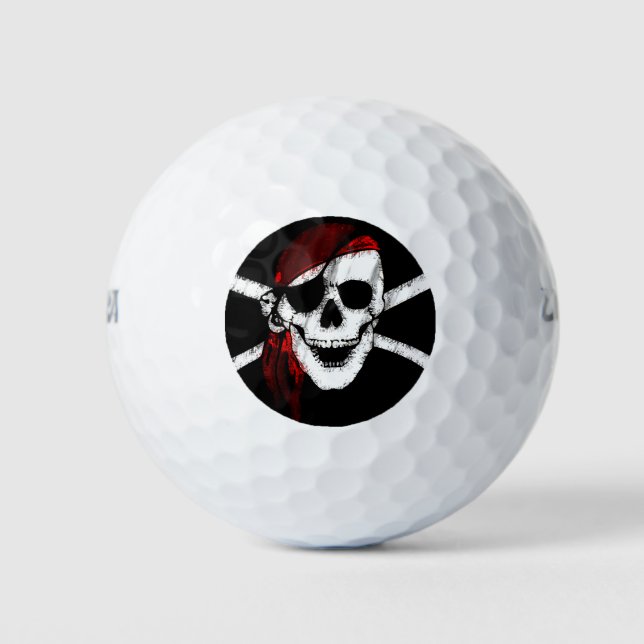 Pelotas De Golf Calavera pirata y encrucijada (Anverso)