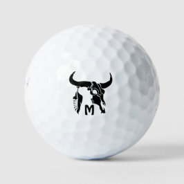 Pelotas De Golf Calavera tribal de toro de Longhorn con piel negra