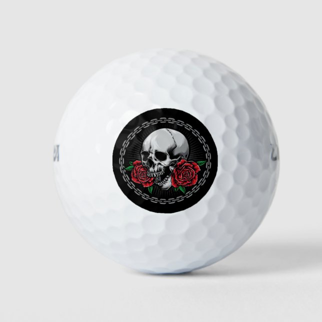 Pelotas De Golf Calavera y Rosas (Anverso)