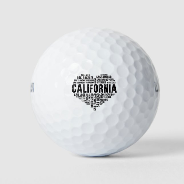 Pelotas De Golf California Heart Love LA San Francisco San Diego (Anverso)