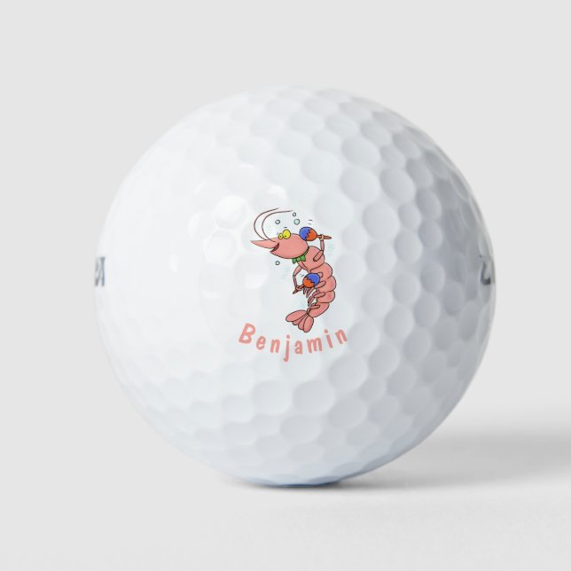 Pelotas De Golf Camarón alegre, personalizado de la gamba (Anverso)