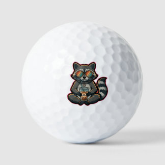 Pelotas De Golf Camiseta Mapache Genial Bebiendo Café con Hielo Le