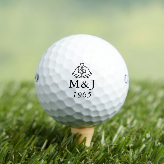 Pelotas De Golf Campanas de boda con monograma personalizado Fecha (Camiseta in situ)