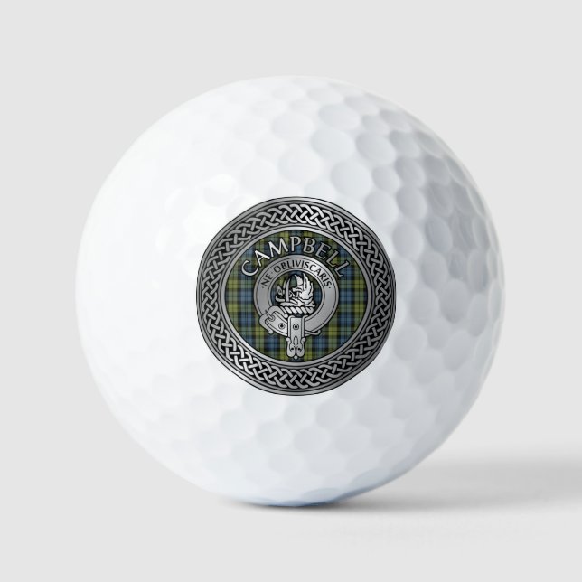 Pelotas De Golf Campbell Escudo & Tartan Knot Golf Balls (Anverso)