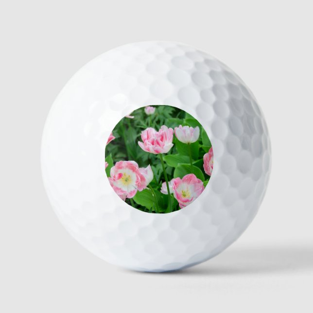 Pelotas De Golf Campo de tulipanes rosados (Anverso)