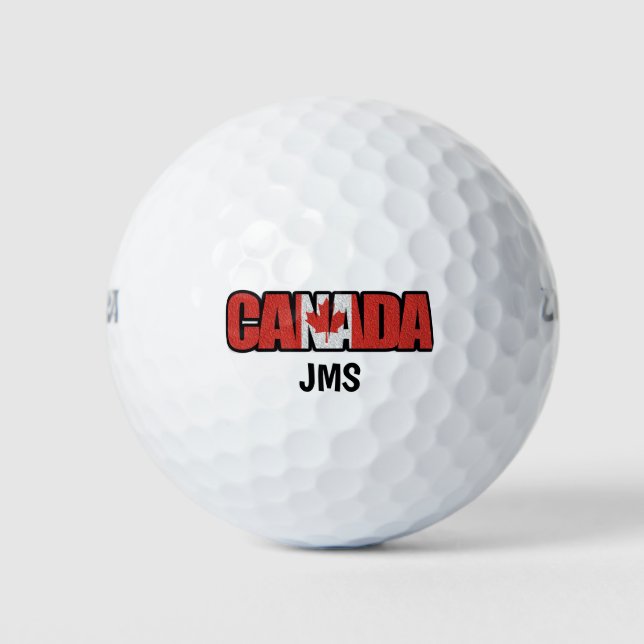 Pelotas De Golf Canadá: Iniciales monogramas con bandera de hoja d (Anverso)