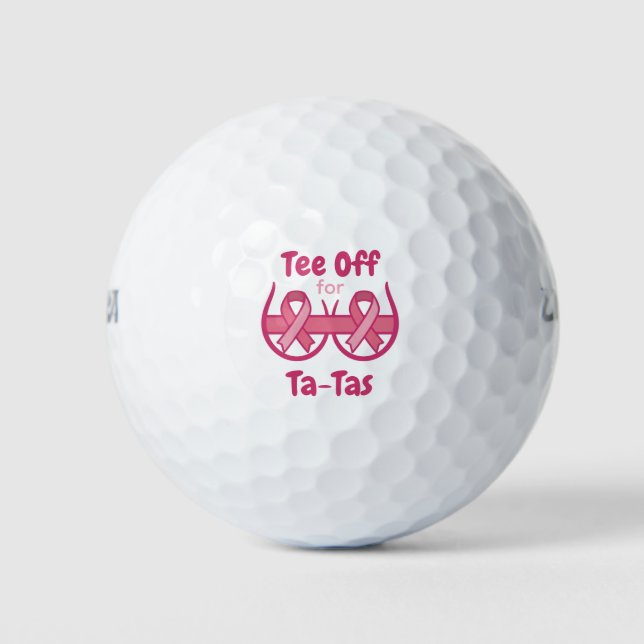 Pelotas De Golf Cancer Awareness Pink Tee Off Ta-Tas (Anverso)