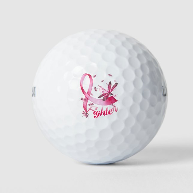 Pelotas De Golf Cáncer de mama de cinta rosada de la libélula de l (Anverso)