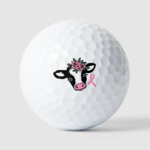 Cáncer de Mama Floral Pink Heifer Cow Golf Ball