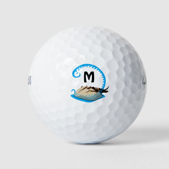 Pelotas De Golf Cangrejo herradura en el monograma del agua (Anverso)