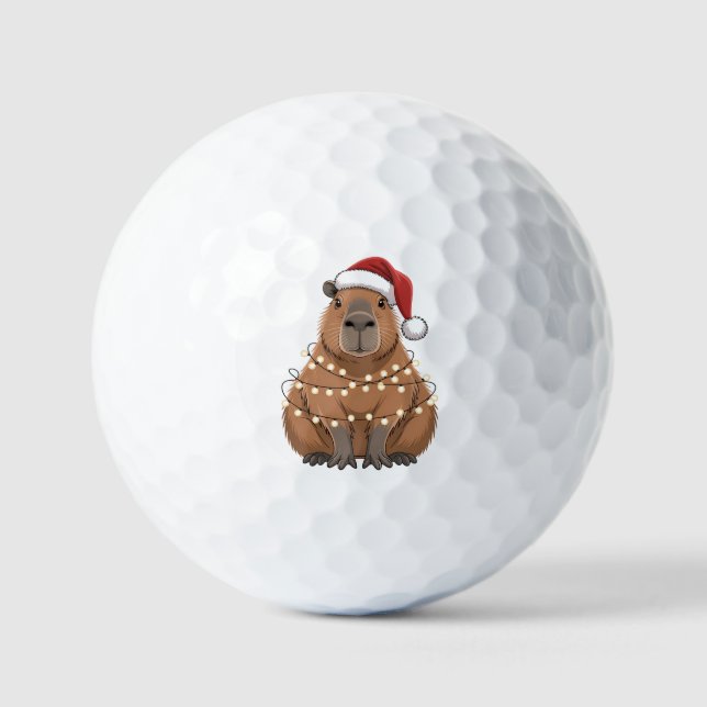 Pelotas De Golf Capybara Xmas coincidiendo Divertido Santa (Anverso)