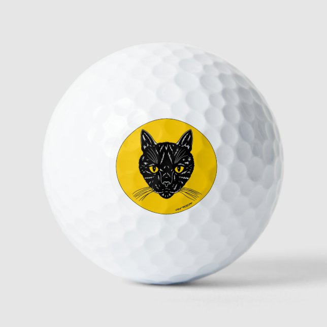 Pelotas De Golf Cara de gato negro (Anverso)