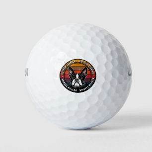 Pelotas De Golf Cara de perro retro de la puesta de sol angustiada