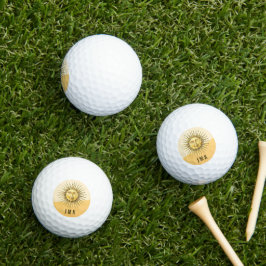Pelotas De Golf Cara del Sol Celestial con Bloques de Color y Mono