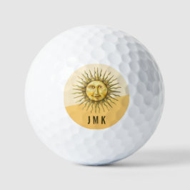 Pelotas De Golf Cara del Sol Celestial con Bloques de Color y Mono