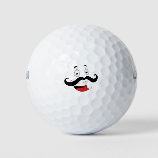 Pelotas De Golf Cara divertida con bigote (Anverso)