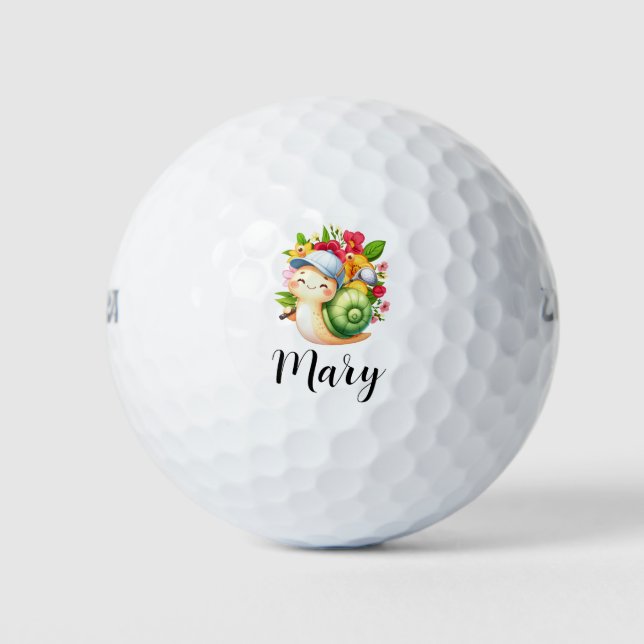 Pelotas De Golf Caracol golfer con flores (Anverso)