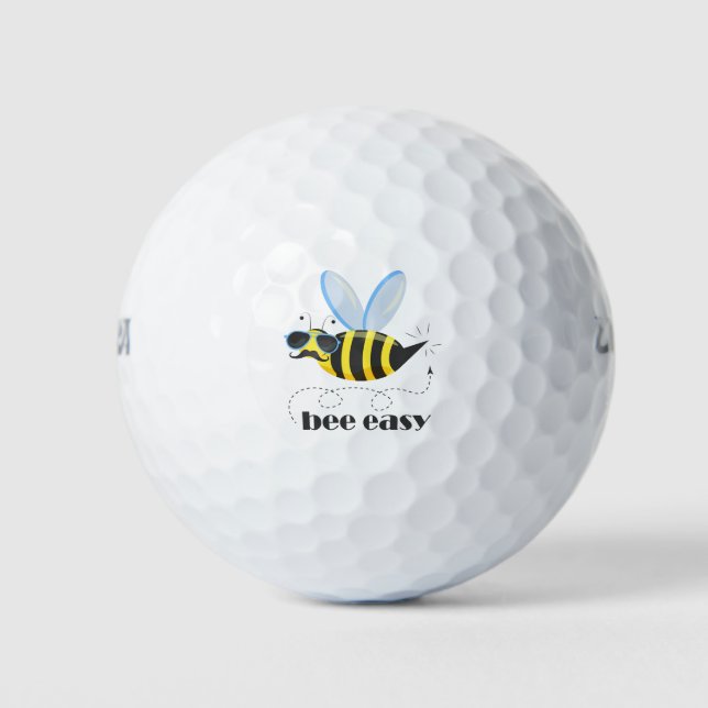 Pelotas De Golf Carácter de abeja con gafas de sol bigote Bee Fáci (Anverso)