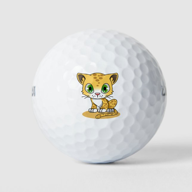 Pelotas De Golf Carácter personalizado Cat Feline L Leopard (Anverso)