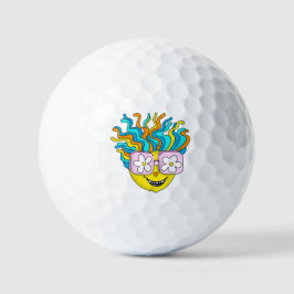 Pelotas De Golf Carácter sonriente divertido con anteojos rosados 