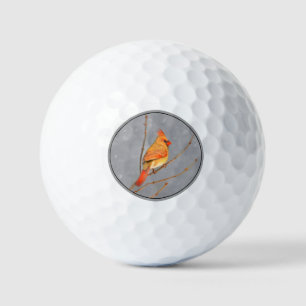Pelotas De Golf Cardinal en rama Pintura - Arte de Pájaros Origina