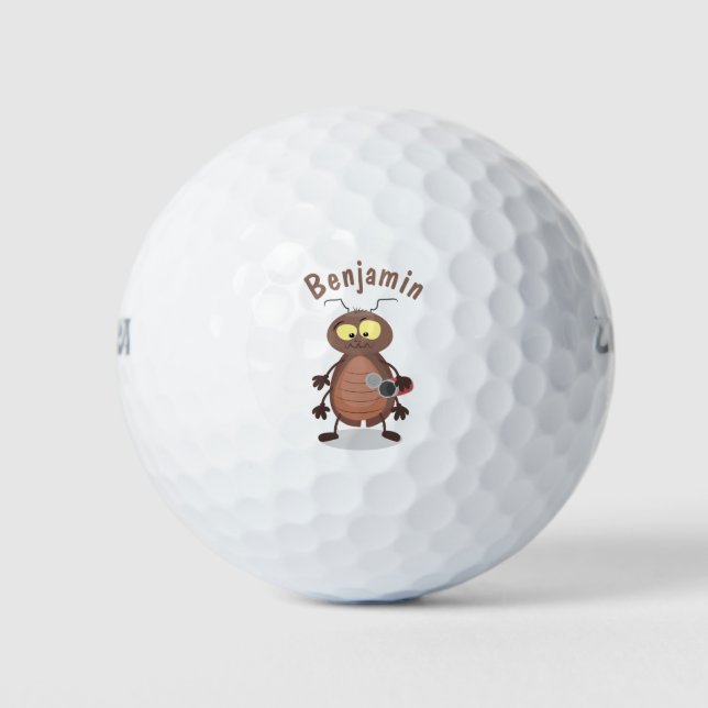 Pelotas De Golf Caricatura divertida de una cucaracha linda (Anverso)