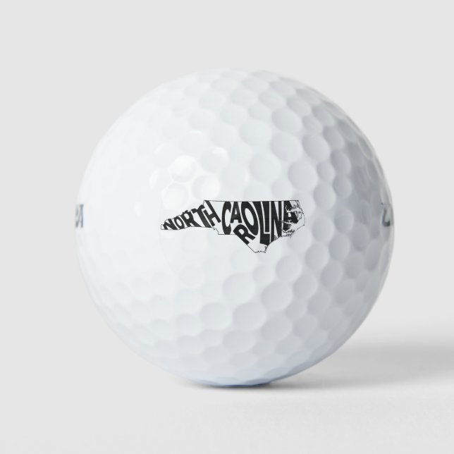 Pelotas De Golf Carolina del Norte nombre de estado Word Art Black (Anverso)