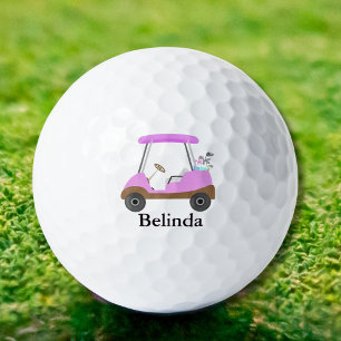Pelotas De Golf Carrito de Golf con Textura de Madera Rosa Glamuro