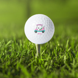 Pelotas De Golf Carrito de Golf Elegante de Cuero Rosa con Nombre
