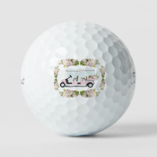 Pelotas De Golf Carrito de Golf Floral Rosa
