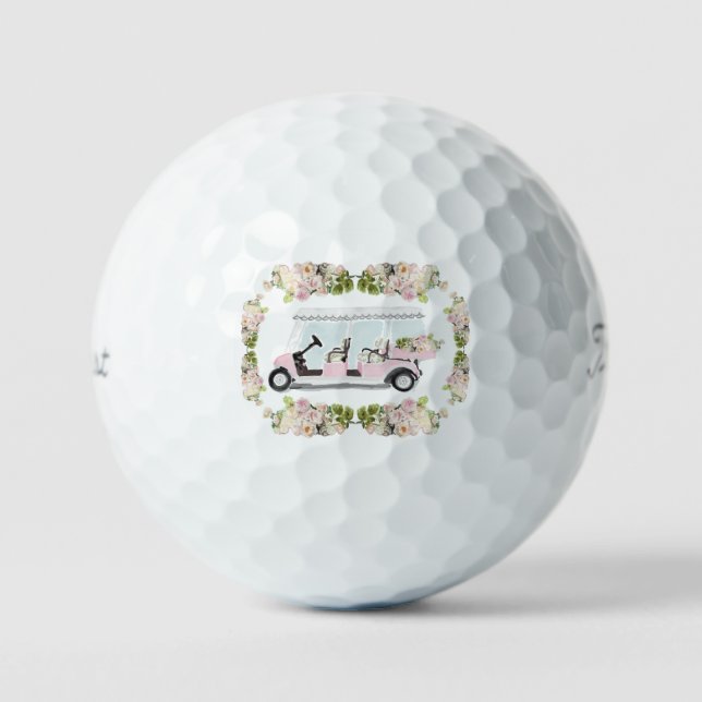Pelotas De Golf Carrito de Golf Floral Rosa (Anverso)