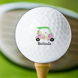 Pelotas De Golf Carrito de Golf Glamuroso Rosa con Nombre
