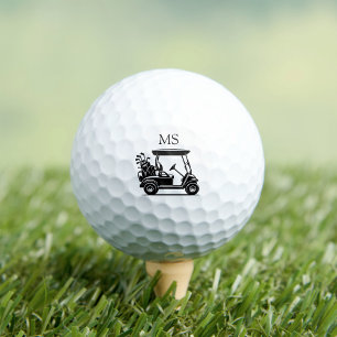 Pelotas De Golf Carrito de Golf Negro y Blanco con Iniciales