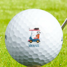 Carrito de Golf Retro Vintage Monogramado Azul Cut