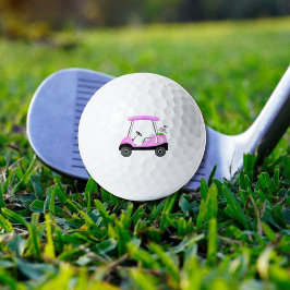 Pelotas De Golf Carrito de Golf Rosa con Monograma