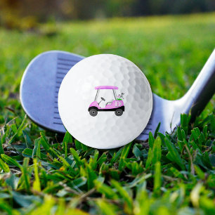 Pelotas De Golf Carrito de Golf Rosa con Monograma