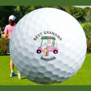 Pelotas De Golf Carrito de Golf Único Mejor Abuela Monograma Nombr