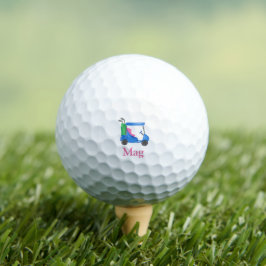 Pelotas De Golf Carro de golf azul Preppy Personalizado