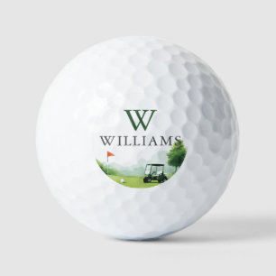 Pelotas De Golf Carro de Golf Clásico con Nombre y Monograma Perso