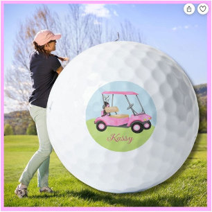 Pelotas De Golf Carro de Golf Personalizado con Acuarela Rosa