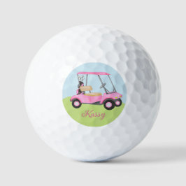 Pelotas De Golf Carro de golf personalizado de color de agua rosa