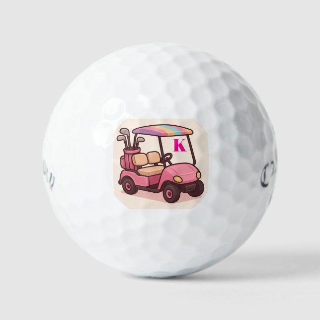 Pelotas De Golf Carro de golf rosa personalizado (Anverso)
