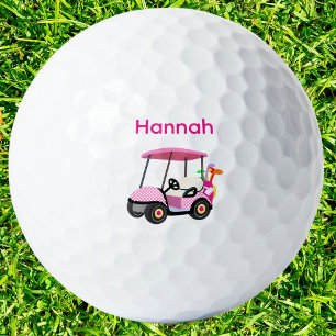 Pelotas De Golf Carro de golf rosa y blanco para niñas