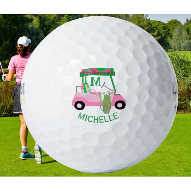 Pelotas De Golf Carro de golf único con encanto y monograma de clu (Subido por el creador)