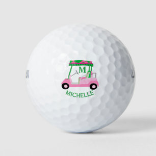 Pelotas De Golf Carro de golf único con encanto y monograma de clu