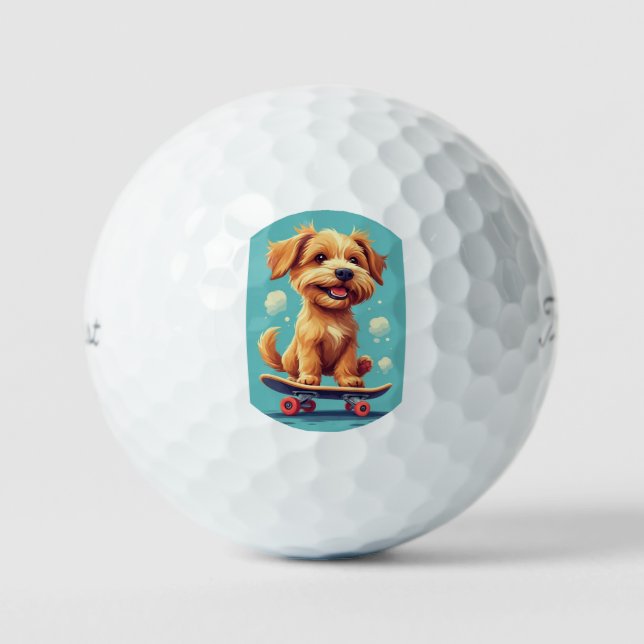 Pelotas De Golf Cartas Clásicas de Perro Juguetón (Anverso)