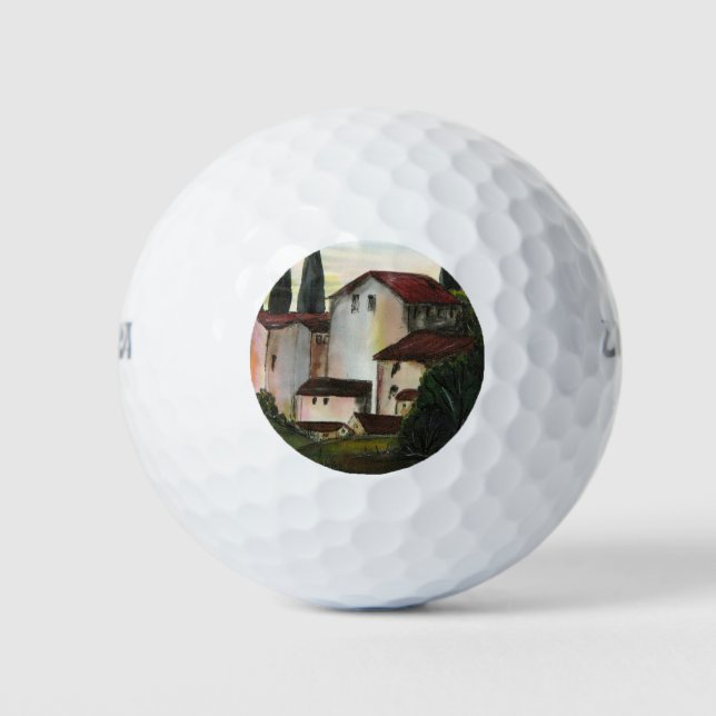 Pelotas De Golf Casa de Pueblo Dibujo Toscana italia Campo (Anverso)