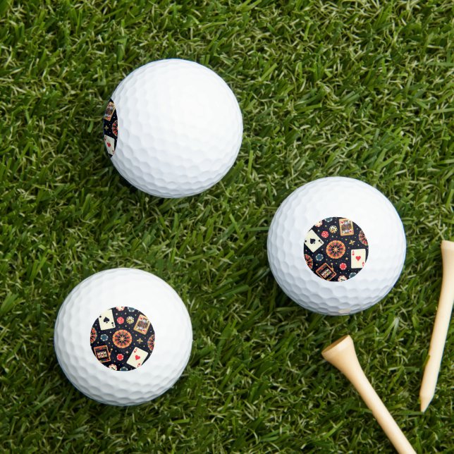 Pelotas De Golf Casino pattern theme on black (Césped in situ)